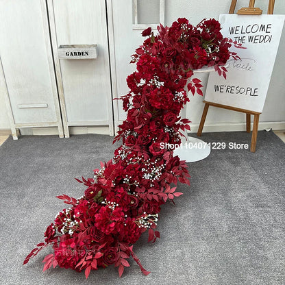 1m 2m Luxury Flower Row Runner Artificial Flowers for Table Centerpiece Wedding Decoration Mix Flowers Backdrop Wall Arches Deco