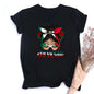 Mexicana Printed Women Top Women's Mexican Flag Pattern Casual T-shirt Summer Round Neck Short Sleeve Shirts Outfits