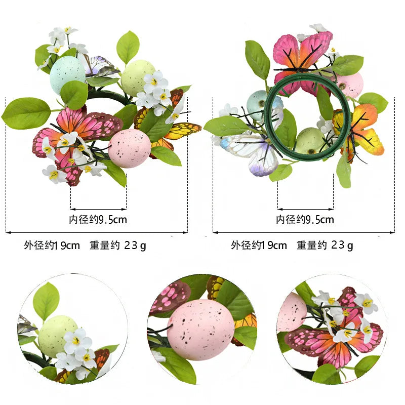 Candy Color Egg Candle Holder Flower Wreath Easter Party Decoration Desktop Home Centerpieces Table Arrangement Candles Wreath
