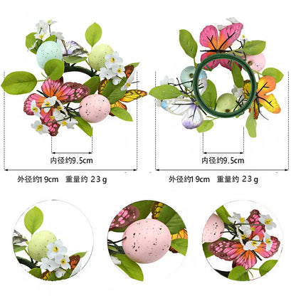 Candy Color Egg Candle Holder Flower Wreath Easter Party Decoration Desktop Home Centerpieces Table Arrangement Candles Wreath