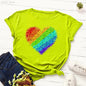 Rainbow Heart Print Lgbt T Shirt Summer Top Female T-Shirt Cute Girl Tumblr Clothes Tee Shirt Femme Streetwerar 90s 00s Tshirt
