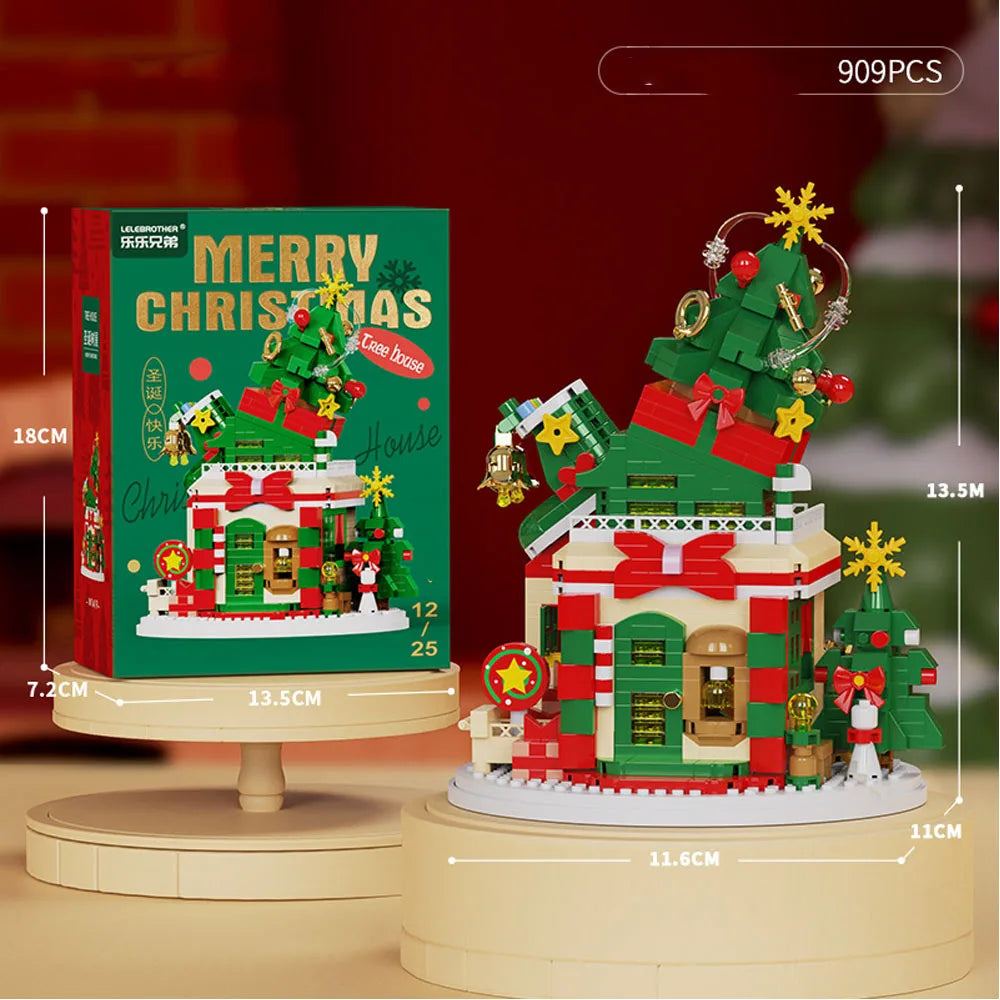 Christmas Micro Building Block Series Santa Claus Reindeer Puzzle Assembling Bricks Table Decoration