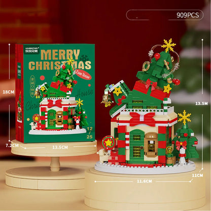 Christmas Micro Building Block Series Santa Claus Reindeer Puzzle Assembling Bricks Table Decoration
