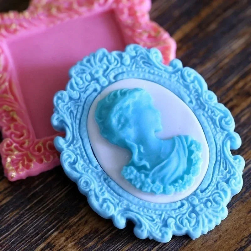 Woman Cameo Mirror Frame Silicone Mold – Fondant, Chocolate & Cake Decorating Mold