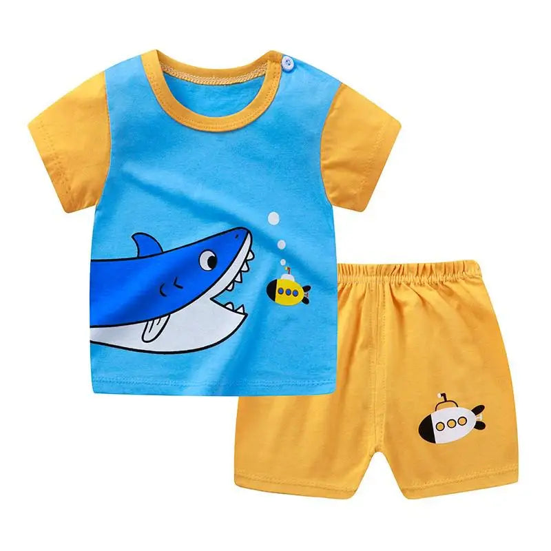 Baby Boys Girls Cartoon T Shirt + Shorts Set Cute Cartoon Pajama Set