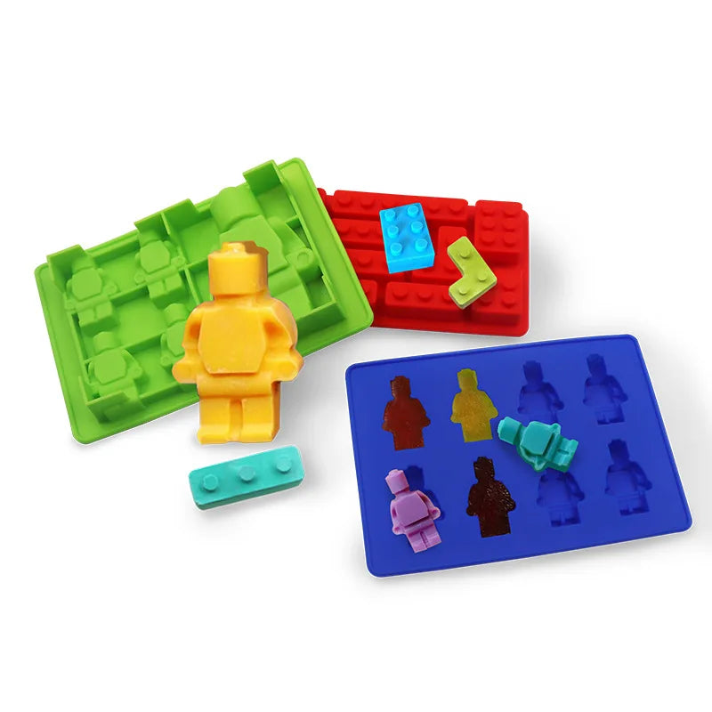 1/6PCS Robot Ice Cube Tray Silicone Mold Candy Moulds Chocolate  For Kids Party and Baking Minifigure Building Block  Themes