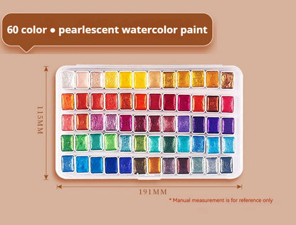 12/20/24/60 Color Solid Watercolor Paint Set -Metallic Glitter Pearlescent Pigments