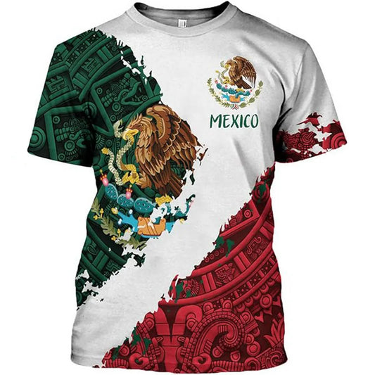 Men's and women's short-sleeved shirts, Aztec Mexico T-shirts 3D digital Printed casual short-sleeved tops