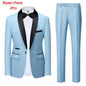 Men's Solid Color Suit Jacket Blazer Waistcoat Vest Pants Set M-6XL