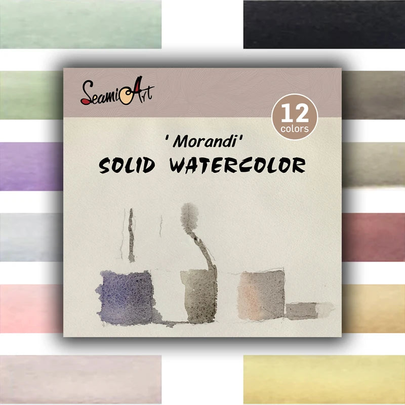 12Color Skin/Ocean/Candy/Morandi Solid Watercolor Set