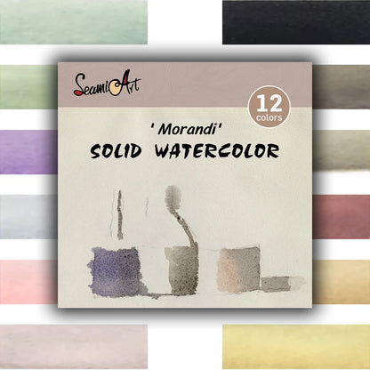 12Color Skin/Ocean/Candy/Morandi Solid Watercolor Set
