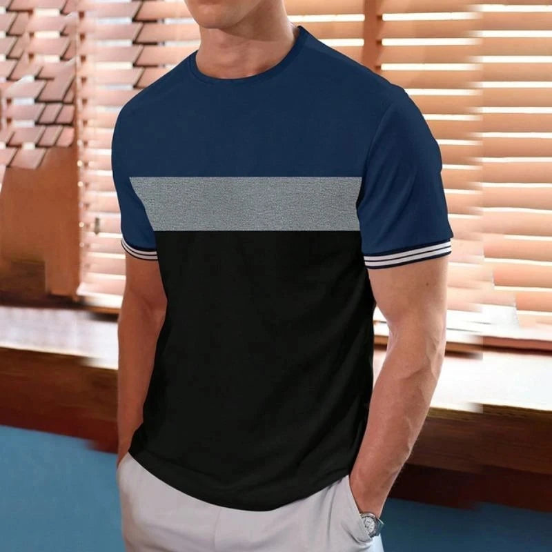 Summer new men's printed T-shirt round neck street Harajuku sports casual men's short sleeved plus size comfortable top
