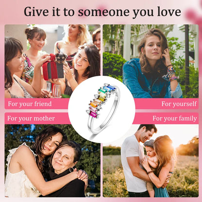 925 Sterling Silver Ring – Colorful Cubic Zirconia Women’s Wedding & Engagement Jewelry
