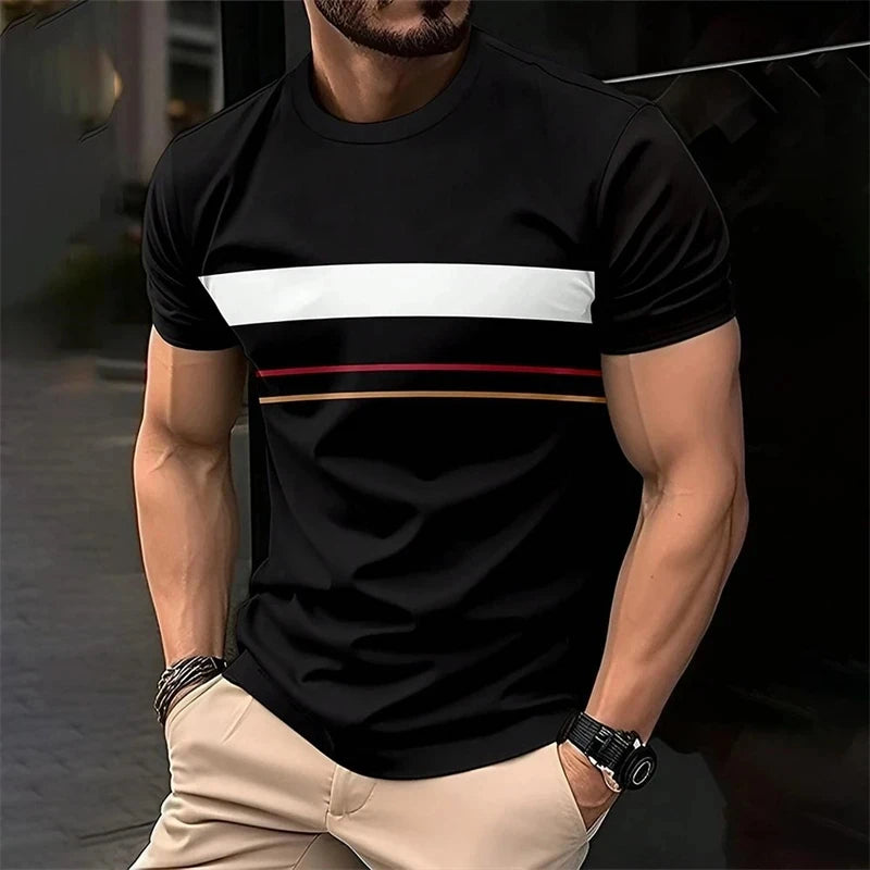 Summer new men's printed T-shirt round neck street Harajuku sports casual men's short sleeved plus size comfortable top