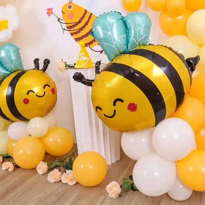 Large Bee & White Daisy Foil Balloon for Kids’ Party Décor