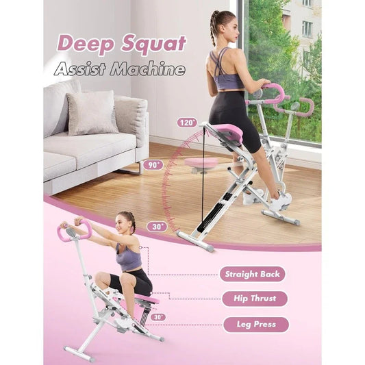 NEW Pink Squat Machine for Home Rodeo Core Exercise Machine, Ride & Rowing Machine for Botty Glutes Butt Thighs