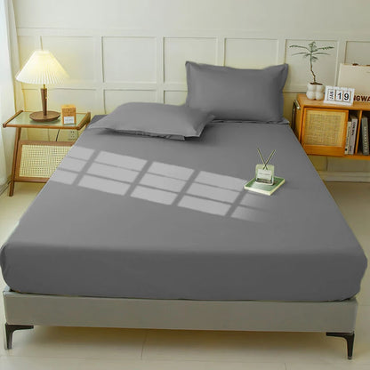 Waterproof Fitted Sheet Bedding Cover Bed Cloth Solid Color Mattress ,Soft Breathable Noiseless Bed Cover Deep Pocket Large size