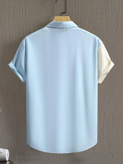 Men's short-sleeved casual comfortable and soft 3D pattern print shirt
