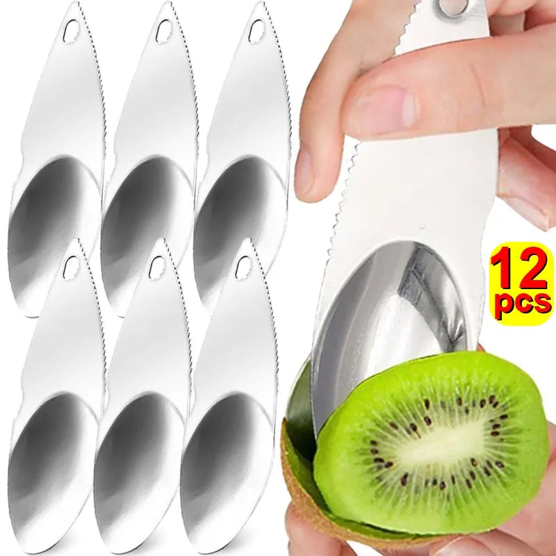 Stainless Steel Kiwi Cutter Fruit Avocado Peeler Peeling Knife Kiwi Dig Spoon Scooper Cutting Fruits Tools Kitchen Accessories