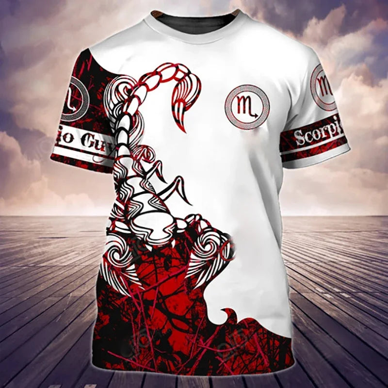 Men’s 3D Scorpion Print T‑Shirt – Summer Casual Oversized Tee