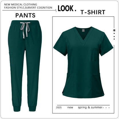 Hot Sale Clinic Workwear Unisex Medical Nurse Scrub Set Clinical Uniform Men Women Beauty Salon Costume Doctor Nursing Top Pants