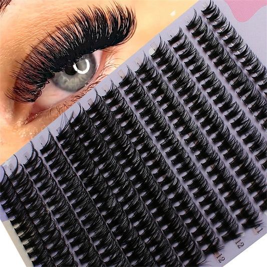 3D Thick Natural Extension Cluster Lashes   (14 Rows -280 Clusters 40D Mix 9-16mm)