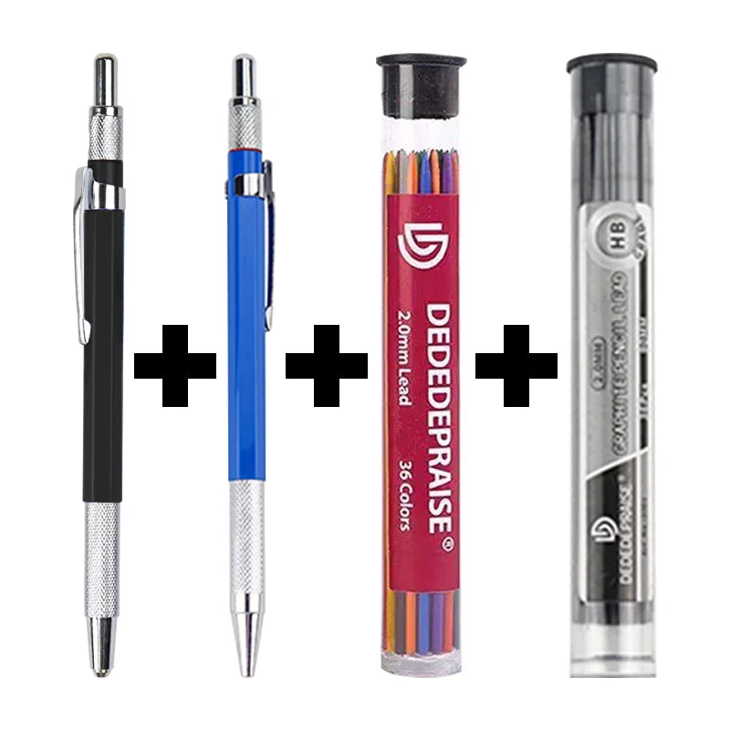Mechanical Sketch Pencil 2.0mm – Includes 36‑Color Drawing Leads & Replacement Lead Set