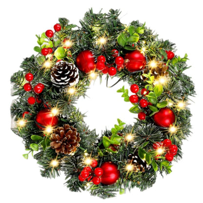 Elegant LED PVC Red Fruit Christmas Wreath Decorations