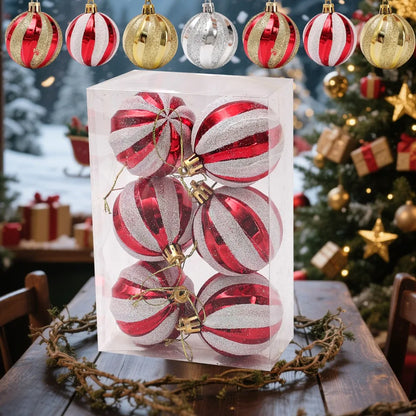 Gold Silver Red Shiny Christmas Balls Xmas Tree Hanging 6cm Large Ball Pendant New Year Gifts Christmas Home Party Decorations