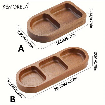 Solid Wood Rectangle Tray 2/3 Grid Condiment Plate Breakfast Food Sushi Bread Dessert Sauce Plate Kitchen Dinner Seasoning Dish