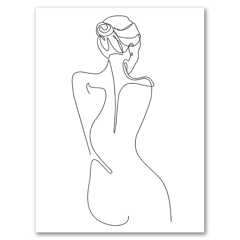 Sexy Female Body Art Print Naked Nude Canvas Poster Line Drawing Prints Abstract Woman Wall Art Painting Pictures Bedroom Decor