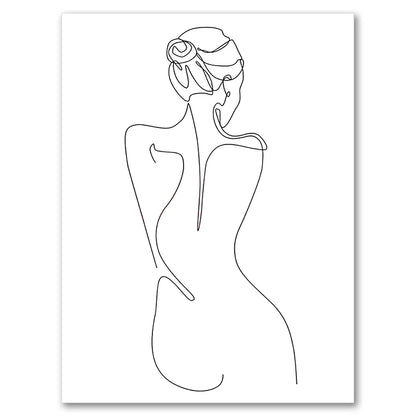 Sexy Female Body Art Print Naked Nude Canvas Poster Line Drawing Prints Abstract Woman Wall Art Painting Pictures Bedroom Decor