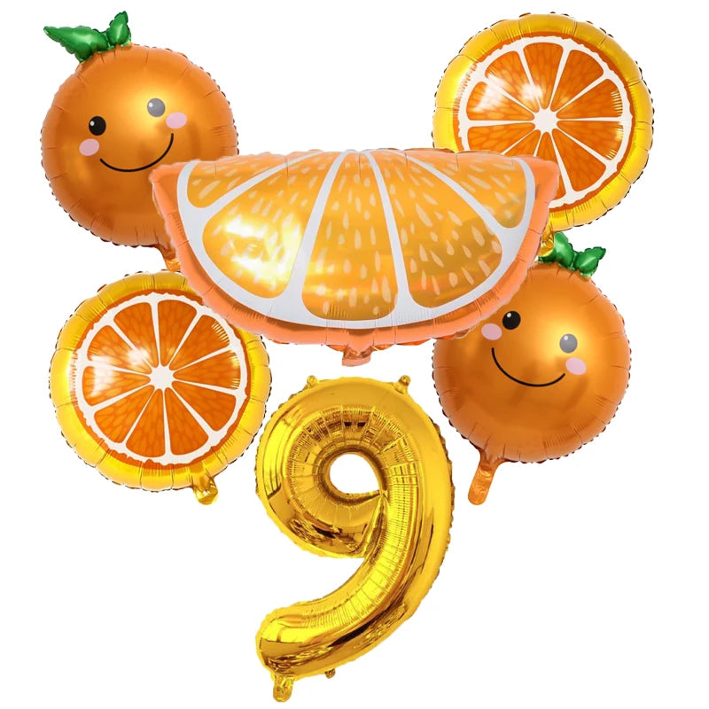 6pcs Orange Foil Balloon with 32inch Number Balloons Summer Themed Fruit Globals Baby Shower Birthday Thankgiving Party Decor