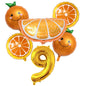 6pcs Orange Foil Balloon with 32inch Number Balloons Summer Themed Fruit Globals Baby Shower Birthday Thankgiving Party Decor