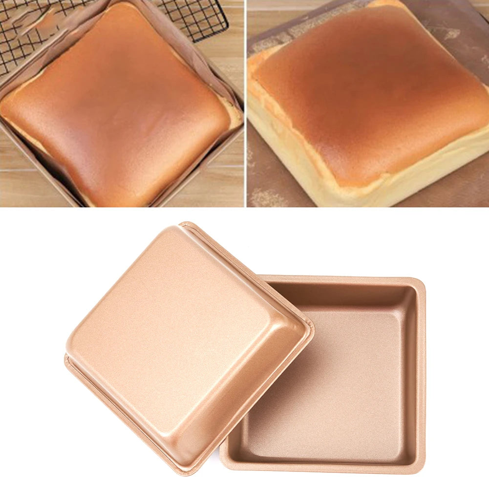 2‑Pack 4‑Inch Square Cake Molds – Nonstick Carbon Steel Baking Set