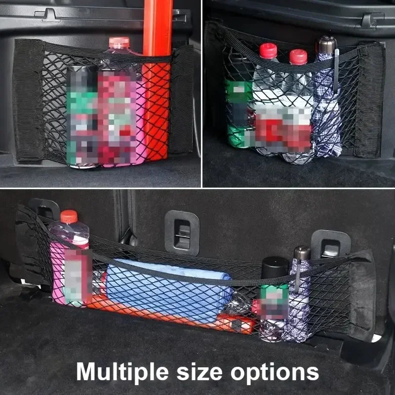 1pc Universal Car Storage Bag Double Mesh Trunk Storage Net, Car Built-in Storage Bag, Car Fire Extinguisher Fixed Net Organizer