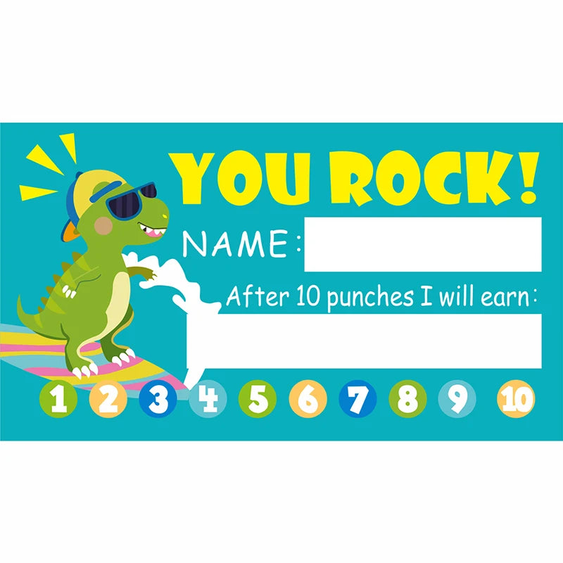50Pcs Cartoon Kids Reward Incentive Punch Cards For Teacher