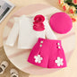 Baby Girls Clothes New Year Set 0-3Y Long Sleeve Big Bow Top Irregular Skirt and Beret 3Pcs Toddler Christmas Clothes