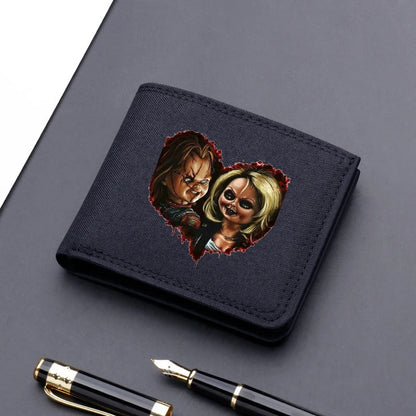 Child's Play Chucky Canvas Men Wallet Black/blue/gray Card Holder Male Money Bag bank Holder Short Purse Credit Card Case Bag