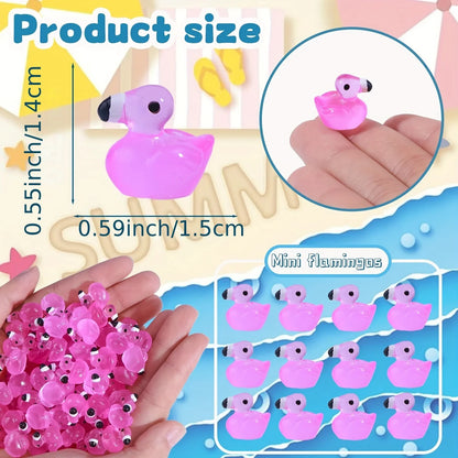 50pc Glow-in-the-Dark Mini Resin Flamingo Duck Figurines Resin Animal Statues for Garden Decor for  Halloween & Christmas Gifts