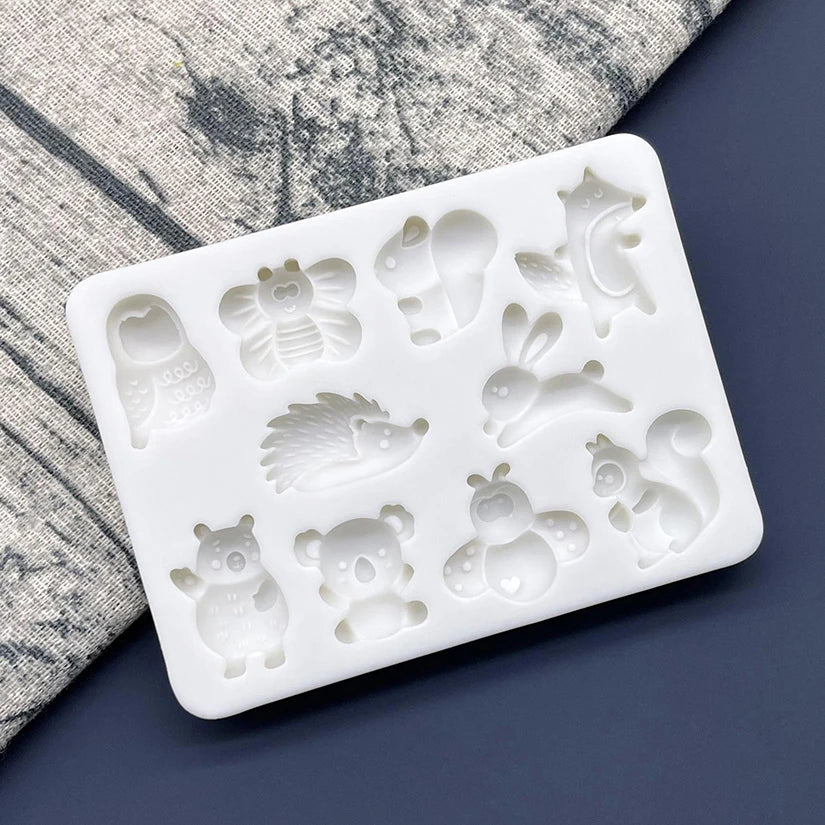 koala Bear Bee Bunny Fox Hedgehog Squirrel Owl Silicone Sugarcraft Mold Chocolate Cupcake Baking Fondant Cake Decorating Tools
