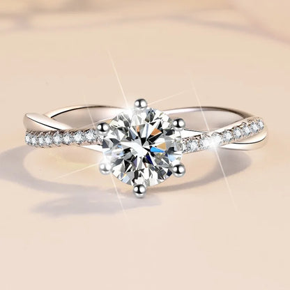 D Colour Moissanite S925 Sterling Silver 1CT Brilliant Diamond Ring Delicate Birthday Wedding Gift Women Band Fine Jewelry