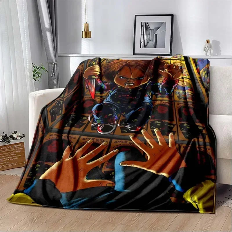 3D Horror Movie Character Chucky Saw Cartoon Area Blanket Fashion Soft Cozy Living room Bedroom Sofa Bed Travel Blanket