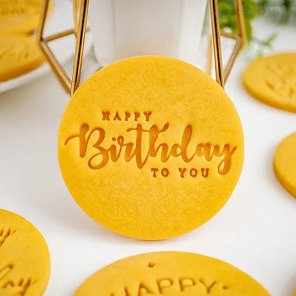 Happy Birthday Theme Cookie Cutter Mold Biscuit Embosser Cake Decoration Tools Stamp Baking Pastry Bakeware Kitchen Accessories