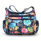 Floral Print Crossbody Bag, Trendy Nylon Shoulder Bag, Women's Multi Layer Messenger Bag For Travel
