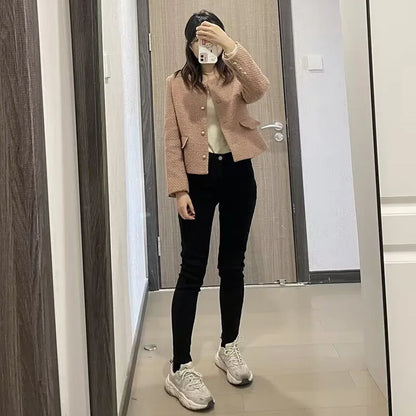 delete Women Thermal Skinny Jeans Mom Winter Warm Plush Stretch Jeans Lady Fleece Snow Denim Pants Student Pencil Straight Leg Trousers