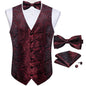 Suit Vest With Bow Tie Pocket Square Cufflinks Tuxedo Waistcoat for Men