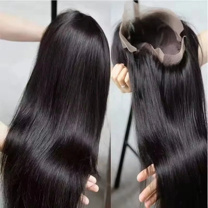 42 inches 13X4 HD Transparent Lace Straight Human Hair Wigs 13x6 Transparent Lace Frontal Wigs Pre Plucked Glueless Easy-Go Wigs