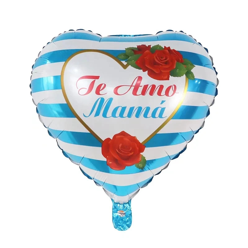 10pcs 18inch spanish mother foil balloon i loveyou have mom balloon heart gift mother's day adult birthday decoration