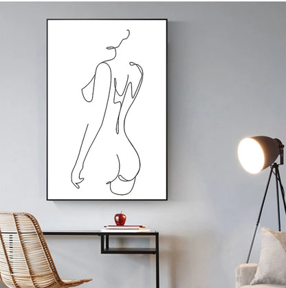 Sexy Female Body Art Print Naked Nude Canvas Poster Line Drawing Prints Abstract Woman Wall Art Painting Pictures Bedroom Decor